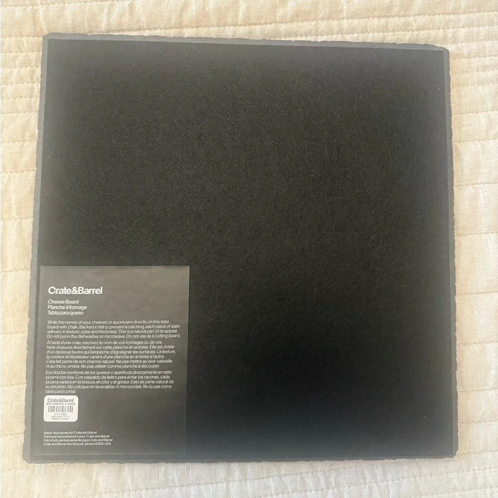 Crate & Barrel Black Cheese Board & Markers